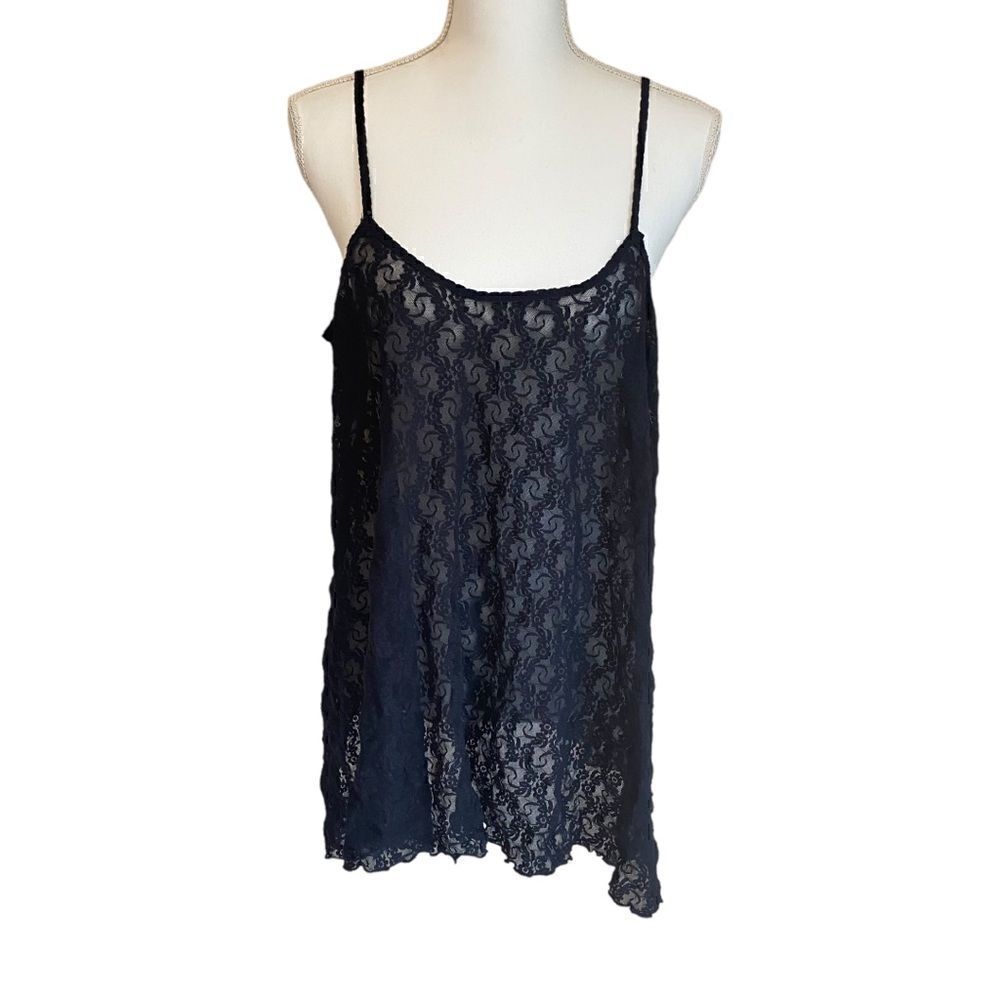 VAL MODE Black Lace Chemise Lingerie Vintage Size XL